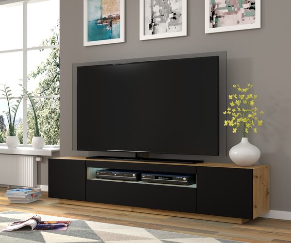 TV stolík AURA 200 | dub artisan/čierny mat