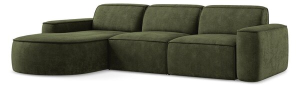 Zelená ženilková rohová pohovka (ľavý roh/s leňoškou) Omao – Makamii