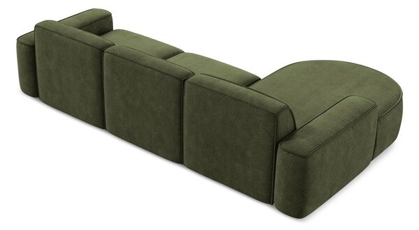 Zelená ženilková rohová pohovka (ľavý roh/s leňoškou) Omao – Makamii