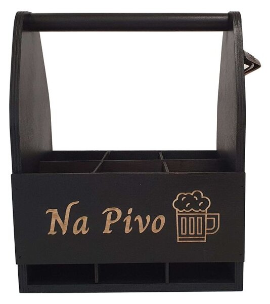 Drevený stojan na pivo s otváračom 23,5 × 30 × 15,5 cm