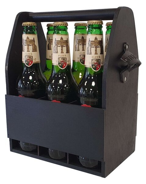 Drevený stojan na pivo s otváračom 23,5 × 30 × 15,5 cm