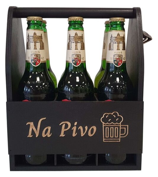 Drevený stojan na pivo s otváračom 23,5 × 30 × 15,5 cm