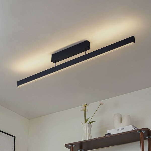 Lucande Smart stropné LED svetlo Mylosh, čierne, Tuya, Čierna, Obývacia izba / jedáleň, Hliník, Moderný