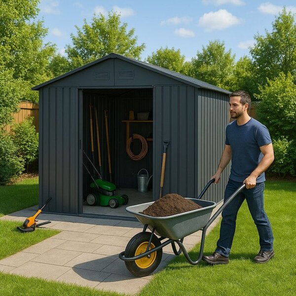 Kovový záhradný domček s posuvnými dverami 280 x 196 x 190 c