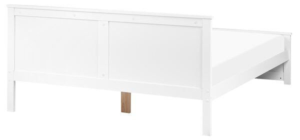 Posteľ biela borovicové drevo MDF 160 x 200 cm s čelom minimalistický škandinávsky štýl spálňa detská izba
