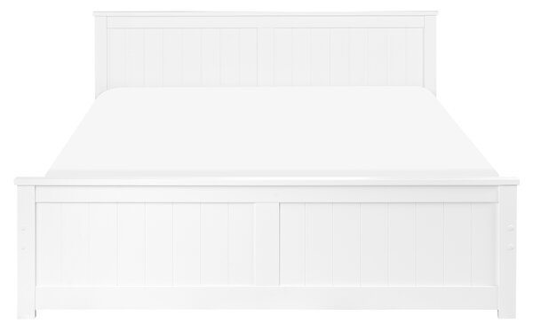 Posteľ biela borovicové drevo MDF 160 x 200 cm s čelom minimalistický škandinávsky štýl spálňa detská izba