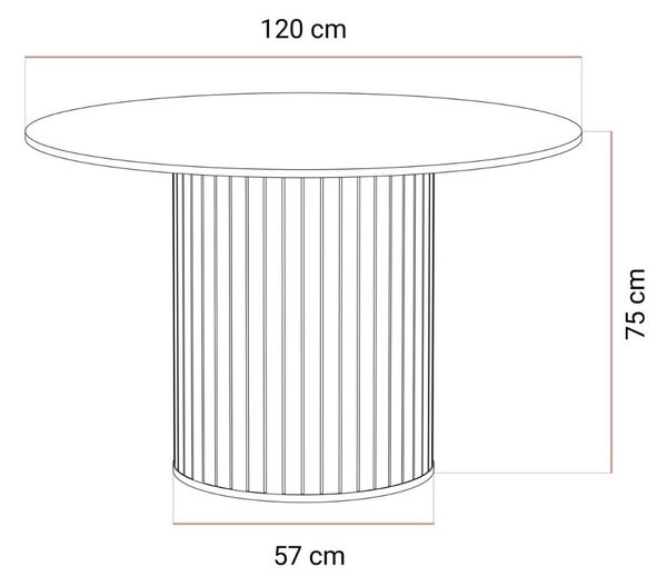 OKRÚHLY JEDÁLENSKÝ STÔL LANDRY KAŠMÍR 120 cm