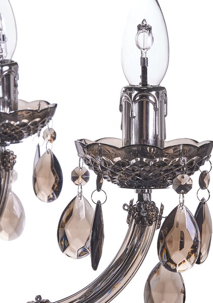 Luster čierny priehľadný krištáľový 6 žiaroviek moderný glamour štýl obývačka jedáleň spálňa