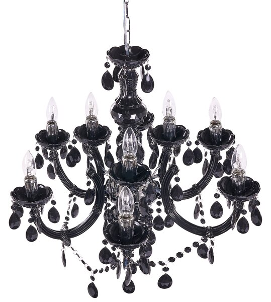 Luster čierny s kryštálmi 155 cm so 6 žiarovkami moderný glamour štýl obývačka jedáleň