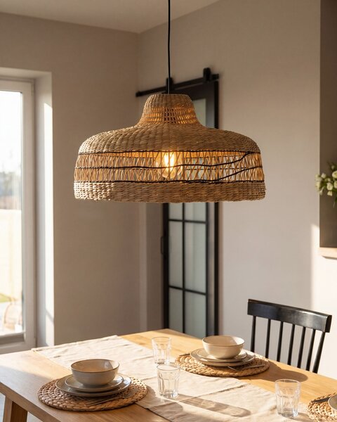 Závesná lampa prírodná tienidlo z morskej trávy boho závesné svietidlo obývačka spálňa chodba