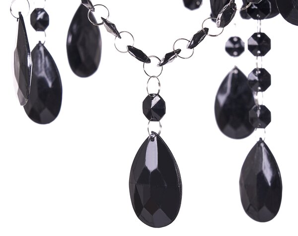 Luster čierny s kryštálmi 155 cm so 6 žiarovkami moderný glamour štýl obývačka jedáleň