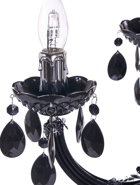 Luster čierny s kryštálmi 155 cm so 6 žiarovkami moderný glamour štýl obývačka jedáleň