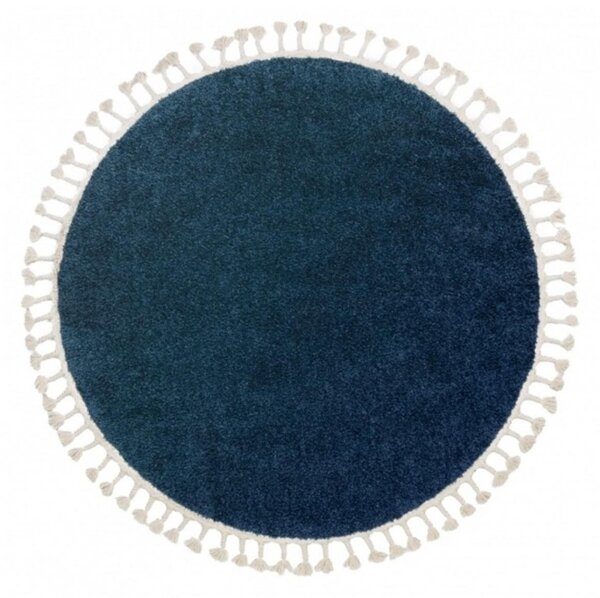 Kusový koberec Shaggy Berta tmavo modrý kruh 120cm