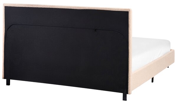 Posteľ béžová buklé s roštom polyesterový čalúnený rám postele 120 x 200 cm moderný dizajn