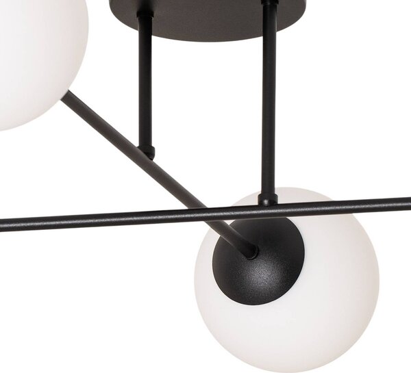 EMIBIG LIGHTING Stropné svietidlo Glassy, čierne/opálové, 75 x cm, 4-pl., Čierna, Obývacia izba / jedáleň, Sklo, Moderný, Stropné svetlo