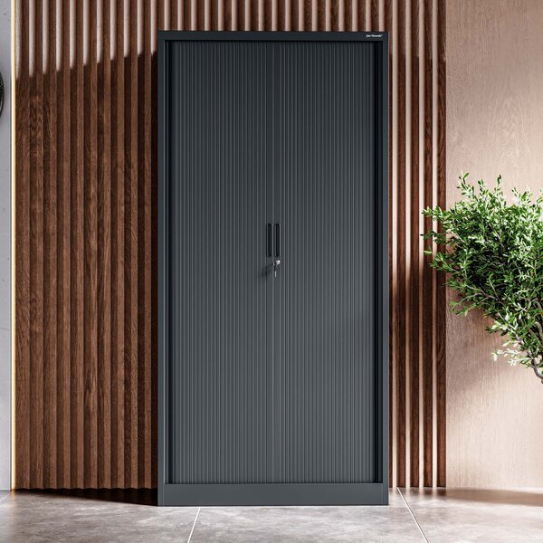Kovová skriňa so žalúziovými dverami DAMIAN, 900 x 1850 x 450 mm, antracitová