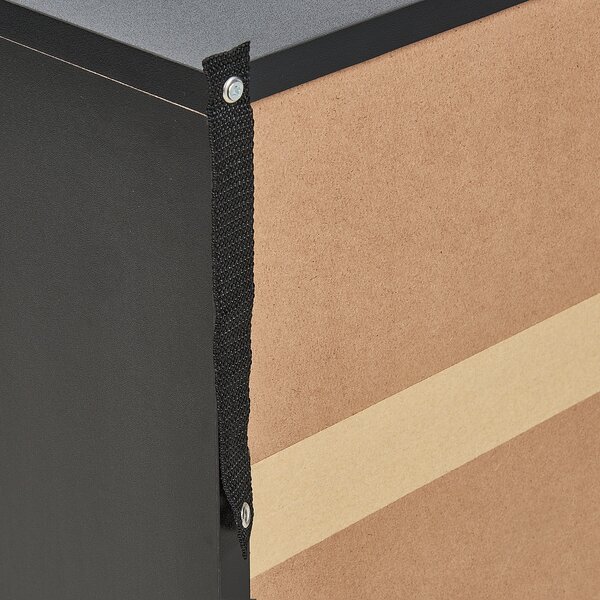 Nočný stolík čierna béžová MDF nohy z kaučukového dreva 2 zásuvky ratanové zdobenie úložný priestor spálňa