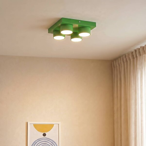TK Lighting Stropné svietidlo Brix, zelené, dĺžka 23 cm, 4-pl., GX53, Zelená, Obývacia izba / jedáleň, kov, Moderný, Stropné svetlo