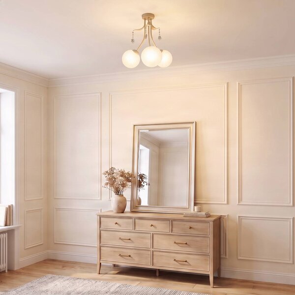 Milagro Lighting Stropné svietidlo Celeste, farba taupe, Ø 40 cm, kov, 3-pl., Mosadz / zlato, Obývacia izba / jedáleň, kov, Stropné svetlo