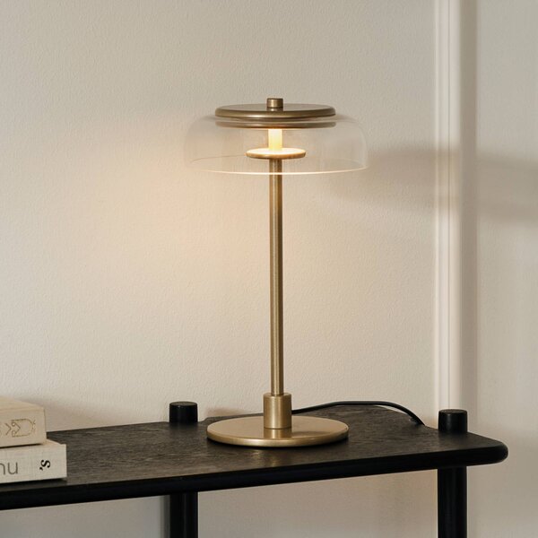 Nuura stolová LED lampa Blossi, výška 31 cm, zlatá/číra, Mosadz / zlato, Obývacia izba / jedáleň, kov, Škandinávsky, Stojacie svietidlo