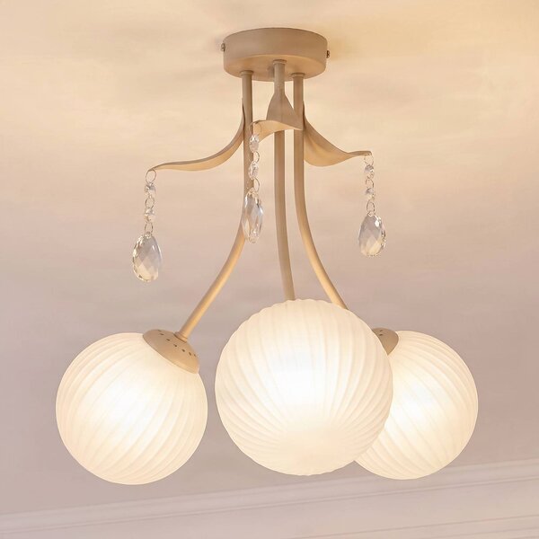 Milagro Lighting Stropné svietidlo Celeste, farba taupe, Ø 40 cm, kov, 3-pl., Mosadz / zlato, Obývacia izba / jedáleň, kov, Stropné svetlo