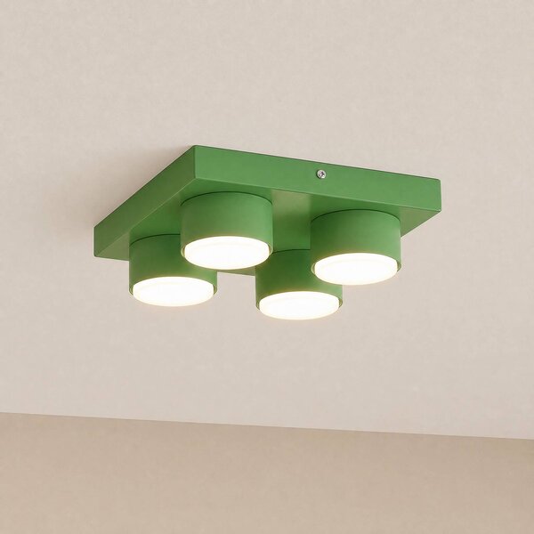 TK Lighting Stropné svietidlo Brix, zelené, dĺžka 23 cm, 4-pl., GX53, Zelená, Obývacia izba / jedáleň, kov, Moderný, Stropné svetlo