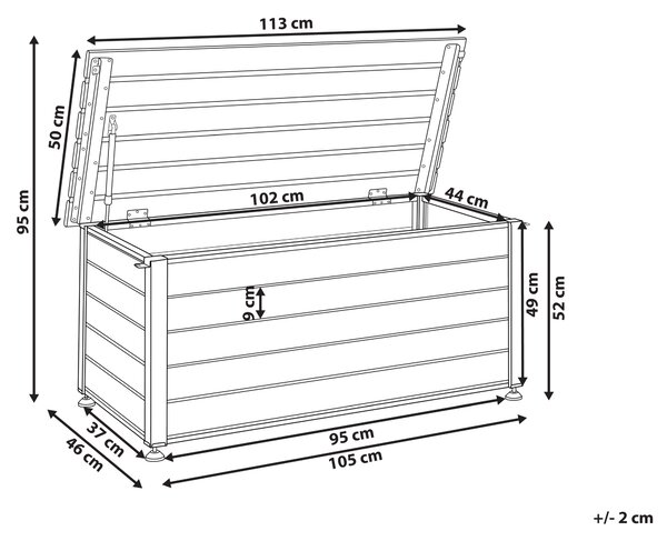 Záhradný úložný box s vekom tmavosivý hliníkový 113 x 50 cm 190 L vonkajší úložný nábytok