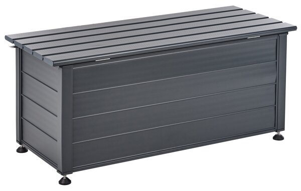 Záhradný úložný box s vekom tmavosivý hliníkový 113 x 50 cm 190 L vonkajší úložný nábytok