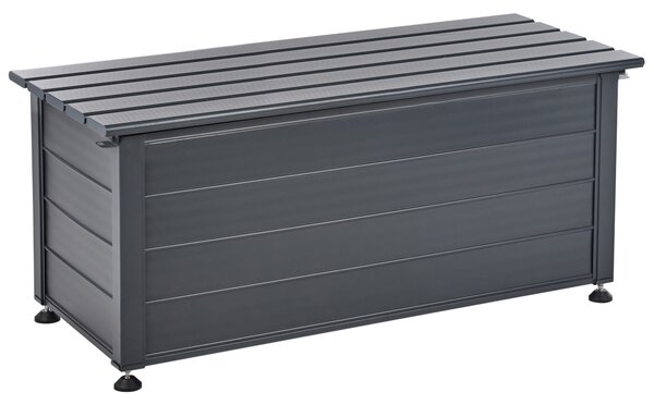 Záhradný úložný box s vekom tmavosivý hliníkový 113 x 50 cm 190 L vonkajší úložný nábytok