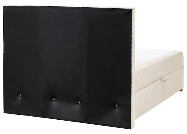 Kontinentálna posteľ s úložným priestorom svetlobéžová 120 x 200 cm látkové čalúnenie moderný štýl
