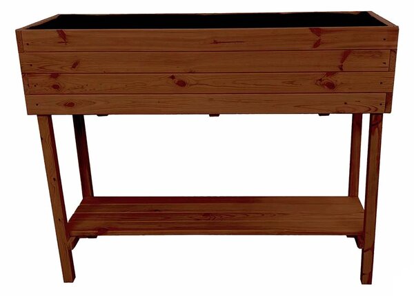 ATMOWOOD Vyvýšený drevený truhlík s policou 120 cm - teak