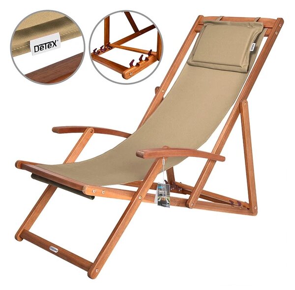 Casaria Záhradné ležadlo z akáciového dreva - béžové
