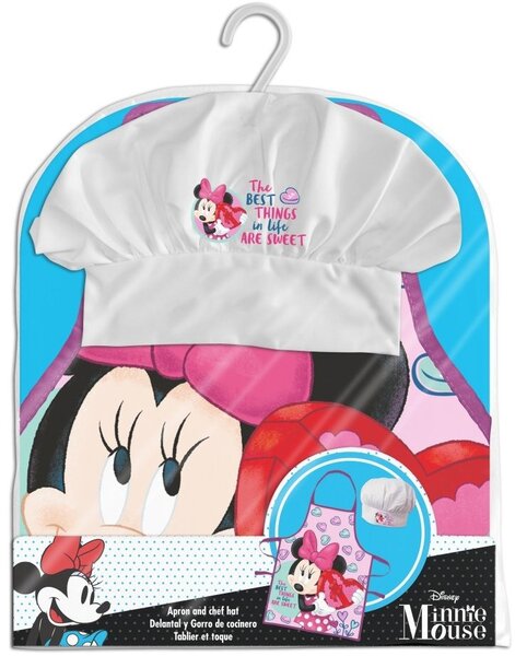 Dievčenská zástera s kuchárskou čiapkou Minnie Mouse s bonboniérou