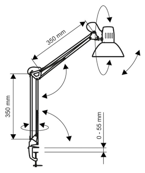 LED svietidlo MAULstudy, červené, oceľ, výška 44 cm, E27, Červená, Pracovňa / Kancelária, kov, Lampa s klipom/do zásuvky