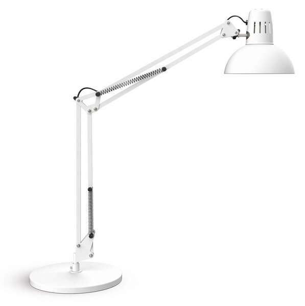 Stolná lampa MAULstudy, biela, oceľ, výška 49 cm, Biela / opálová, Pracovňa / Kancelária, kov, Stolová lampa