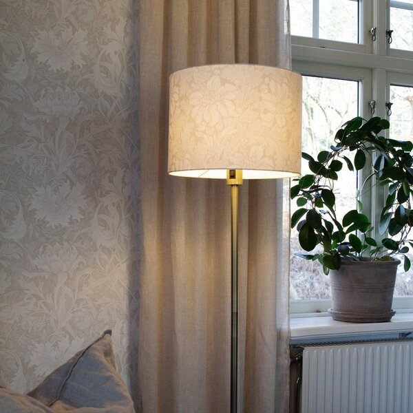 Stojacia lampa Amy, béžová/zlatá, výška 150 cm, textil, E27, Krémová / jantárovo žltá, Obývacia izba / jedáleň, Textil / látka / hodváb, Stojaca lampa
