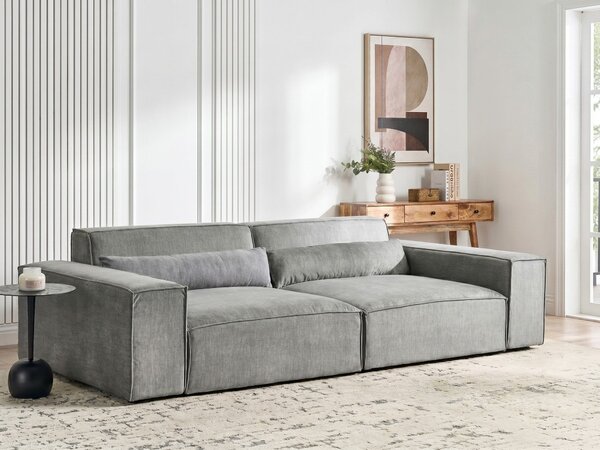 2-miestna modulárna pohovka sivá látkové čalúnenie čierne nohy minimalistický moderný štýl obývacia izba