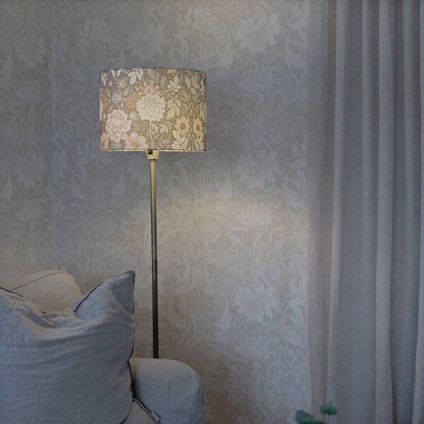 Stojacia lampa Amy, Dahlia zelená/zlatá, výška 150 cm, textil, E27, Zelená, Obývacia izba / jedáleň, Textil / látka / hodváb, Stojaca lampa