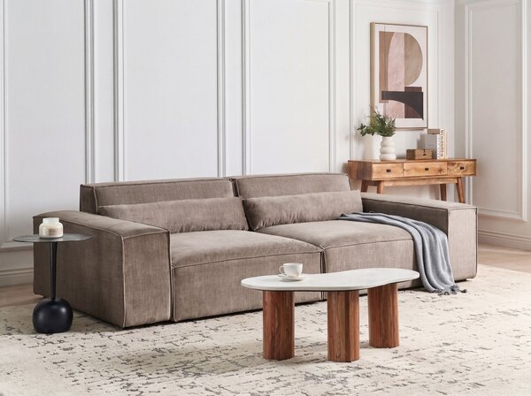 2-miestna modulárna pohovka hnedá látkové čalúnenie nohy zo syntetického materiálu minimalistický moderný štýl obývacia izba