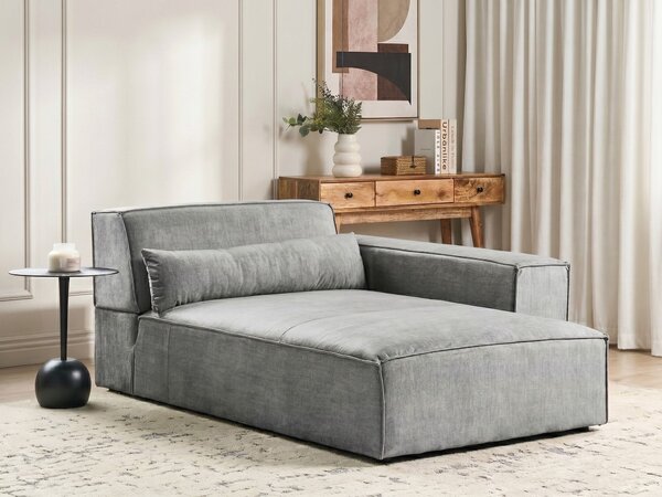 Leňoška sivá látkové čalúnenie ľavostranná nohy zo syntetického materiálu minimalistický moderný štýl obývacia izba