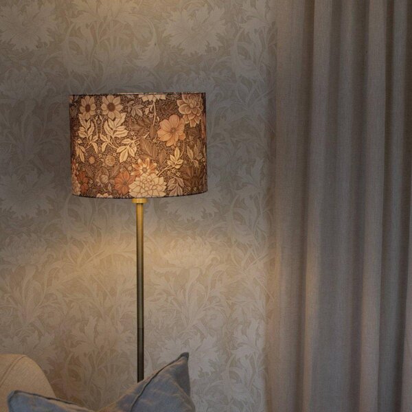 PR Home Stojacia lampa Amy, Dahlia hnedá/zlatá, výška 150 cm, textil, E27, Hnedá / hrdzavá, Obývacia izba / jedáleň, Textil / látka / hodváb, Stojaca lampa