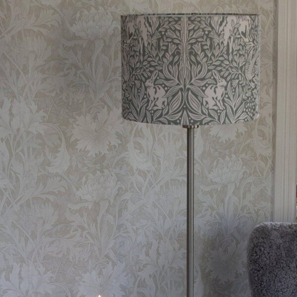 PR Home Stojacia lampa Amy, Eldertree zelená/sivá, výška 150 cm, E27, Zelená, Obývacia izba / jedáleň, Textil / látka / hodváb, Stojaca lampa