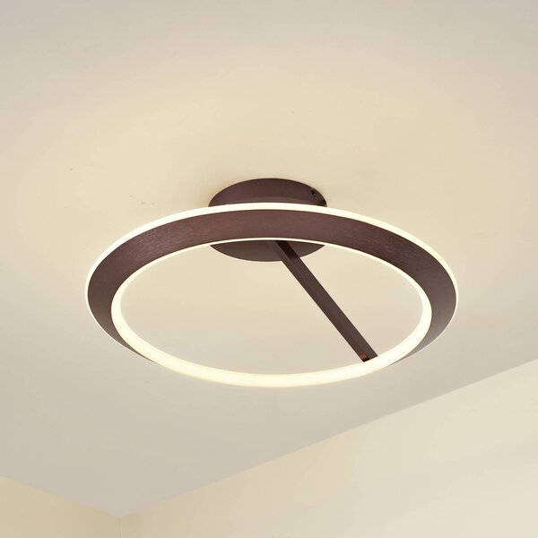 Lucande stropné LED svetlo Eldra, kávovo hnedá, Ø 55 cm,, Hnedá / hrdzavá, Obývacia izba / jedáleň, kov, Moderný