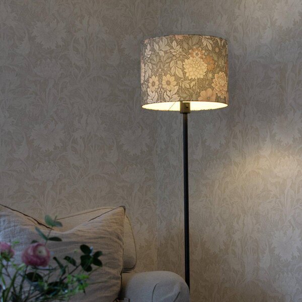 Stojacia lampa Amy, Dahlia zelená/čierna, 150 cm, textil, E27, Zelená, Obývacia izba / jedáleň, Textil / látka / hodváb, Stojaca lampa