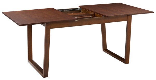 Rozkladací jedálenský stôl tmavý jaseň MDF 160/200 x 95 cm jaseňová dyhovaná vrchná doska moderný dizajn panelový podstavec