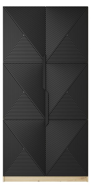 Skriňa Asha 100 cm - artisan / čierna mat / čierne úchytky