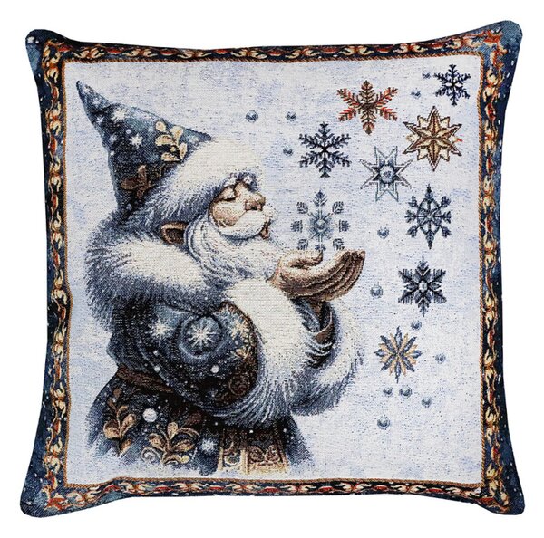 Vianočná gobelínová obliečka na vankúš s lurexom Magický Santa a snehové vločky Farba Viacfarebná Rozmery 42x42 cm
