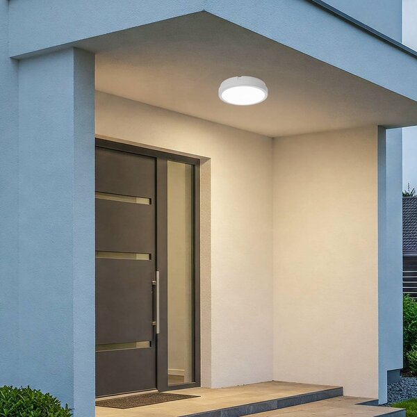 Stropné LED svetlo Vera, biele, plast, Ø 22 cm, IP65, Biela / opálová, Kúpeľňa, Plast, Moderný, Závesné svietidlo