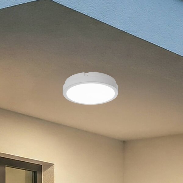 Stropné LED svetlo Vera, biele, plast, Ø 22 cm, IP65, Biela / opálová, Kúpeľňa, Plast, Moderný, Závesné svietidlo