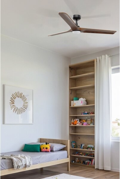 FARO 33809WT1S-LED Stmievateľný ventilátor HEYWOOD L 10W/230V CCT pr.132cm drevo/čierna WT+DO